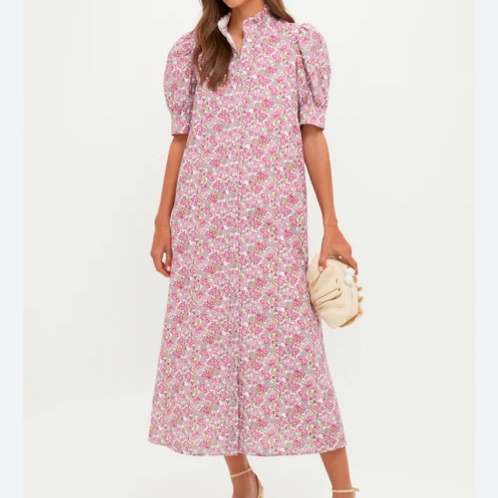 Tuckernuck Pink Floral Puff-Sleeve Midi Dress